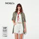 MO&Co.外套夏天絲滌紡霧面砂洗中性工裝袢帶卷袖MBE2COT009 軍綠色 XS /155