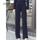 哥弟（GIRDEAR）春季新高腰顯瘦設計感時(shí)尚修身休閑褲女110039 藏青色 L (4)
