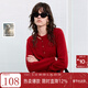 三彩2025冬季新款鏤空圓領(lǐng)針織衫長(cháng)袖套頭毛衫簡(jiǎn)約女 大紅色 L 165/88A
