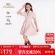 英氏（YEEHOO）女童連衣裙兒童裙子夏季裝時(shí)尚淑女學(xué)院風(fēng)半袖公主裙新款中小童裝 珍寶樂(lè )園淡粉 【5A抗菌】 150