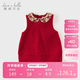戴維貝拉【商場(chǎng)同款】?jì)和承娜骨镅b女童連衣裙紅色裙子