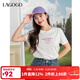 LAGOGO【新疆棉】純棉貝殼刺繡T恤女拉谷谷2025年夏季新款白短袖 本白色 L