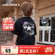 Converse匡威兒童裝男童短袖t恤新款夏季女童中大童冰絲涼感透氣潮流半袖T 正黑色 160 /80 【建議身高158-170cm】