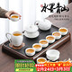 尚言坊功夫茶具整套帶茶盤(pán)高檔家用羊脂玉白瓷千里江山茶杯泡茶器全套裝