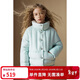 ELLE KIDS90低粉塵白鵝絨輕薄羽絨服女童清新利落短款翻領(lǐng)廓形羽絨服