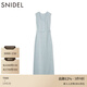 SNIDEL2025春夏簡(jiǎn)約毛邊圓領(lǐng)無(wú)袖后開(kāi)叉針織連衣裙SWNO251097 淺藍色 M (1)