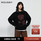 moussy 新品復古提花玫瑰圖圓領(lǐng)針織衫毛衣028IAZ70-1022 020黑色 均碼 00020/F