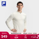 FILA 斐樂(lè )官方男子針織長(cháng)袖上衣25冬季新款健身運動(dòng)加絨長(cháng)T抓絨打底衫 椰汁白卡其-LK 2XL 185/104A/XXL