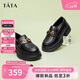 他她TATA英倫厚底jk樂(lè )福鞋女鞋黑色學(xué)院淺口單鞋 GOK02AA4黑色 38