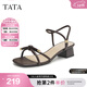 他她（TATA）一字帶高跟涼鞋女時(shí)尚通勤法式粗跟涼鞋秋新7ZO06BL4 啡色 37