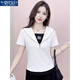 莫代爾假兩件短袖T恤女時(shí)尚減齡2026夏季新款設計感百搭休閑半袖上衣服 白色 2XL 建議您125-135斤