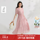 茵曼度假風(fēng)萊賽爾V領(lǐng)連衣裙2025夏季女裝新品氣質(zhì)通勤泡泡袖長(cháng)裙 淺粉色 M