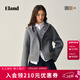 ELAND【綿羊毛】衣戀毛呢外套女時(shí)尚短款連帽上裝2025冬季新款 灰色(15)Grey M /165