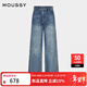 moussy 2025年新款水洗直筒闊腿牛仔褲028ISA12-3971 111淺藍色 M