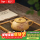 藏壺天下宜興紫砂壺純手工刻繪紫砂茶具原礦黃金段泥家用泡茶壺冰心石瓢壺 冰心石瓢