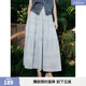 ELLE波嬉印花半身裙女2025夏新款度假松緊腰高級感氣質(zhì)a字裙長(cháng)裙 藍色 S