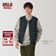 MUJI男式 輕量羽絨無(wú)領(lǐng)背心馬甲坎肩馬夾男裝男士25年冬季 AD0WAA5A 黑色 XL （180/104A）