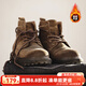 馬登男士馬丁靴英倫風(fēng)蠟面工裝靴秋冬加絨高幫真皮沙漠靴復古男鞋子 黃棕色 42 (260mm)