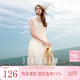 三彩2025夏季新款無(wú)袖連衣裙盤(pán)帶繡花雪紡A字裙背心長(cháng)裙M 米白色 S 155/80A