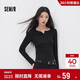 森馬（Semir）長(cháng)袖T恤女春季短款純色正肩木耳邊花邊內搭緊身上衣101125101009