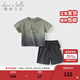 戴維貝拉（DAVE＆BELLA）兒童五分褲套裝男童新款純棉t恤褲子兩件套男寶寶夏天衣服 深灰色【現貨】 110 cm（建議身高100-110cm）