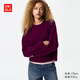 優(yōu)衣庫女裝舒芙蕾圓領(lǐng)針織衫/毛衣毛衫479157 19 酒紅色 2XL