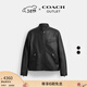蔻馳（COACH）【禮物】奧萊男士皮革賽車(chē)夾克外套戶(hù)外 黑色 L