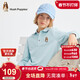 暇步士（Hush Puppies）童裝男童POLO衫25秋季兒童長(cháng)袖T恤經(jīng)典翻領(lǐng)上衣 玻璃藍 140