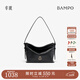 半坡飾族（bampo）新款包包小綿綿頭層牛皮手抓紋小包時(shí)尚高級感女包單肩斜挎包 墨碳黑