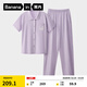 蕉內棉棉500E睡衣女士5A抑菌棉莫翻領(lǐng)短袖長(cháng)褲夏季短褲家居服情侶套裝 【女士長(cháng)褲】鎂紫 M