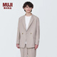 MUJI 男式 彈力 雙排扣 夾克 男士外套春秋款 男裝西裝小西服AD0V9A4S 淺灰棕色 L(175/100A)