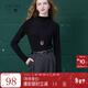 三彩2026春季新款半高領(lǐng)T恤磨毛套頭打底衫上衣修身長(cháng)袖休閑Z 經(jīng)典黑 L 165/88A