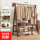 實(shí)木掛衣架落地臥室掛衣服架子結實(shí)耐用置物架家用小型木質(zhì)衣帽架 【加粗全實(shí)木-雙層】胡桃色120CM