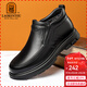 老人頭（LAORENTOU）棉靴冬雪地靴頭層真皮加絨保暖防滑中老年棉鞋爸爸鞋 LA296 黑42