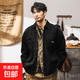 復古工裝休閑青年開(kāi)衫襯衫男時(shí)尚潮流新款春秋季長(cháng)袖襯衣外套夾克 黑色 XL 【建議115-130斤】