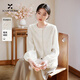 香影新中式輕國風(fēng)刺繡襯衫女2026春季新款白色蕾絲提花假兩件開(kāi)衫 鷺白 S