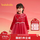 巴拉巴拉女童連衣裙兒童2025春裝紅色新中式網(wǎng)紗假兩件拜年服208125111007