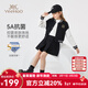 英氏（YEEHOO）女童套裝兒童外套棒球服衛衣衛褲春裝運動(dòng)衣服中大童裝春季新款 短款棒球服黑色 160