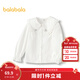 巴拉巴拉童裝女童長(cháng)袖襯衫秋裝純棉襯衣時(shí)尚木耳邊甜美大翻領(lǐng)舒適 本白10101 120