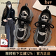CAMILA KSENIA爆款老爹鞋女士2025年新款冬季百搭厚底休閑網(wǎng)面透氣運動(dòng)跑步鞋子 黑色 37