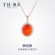唐后（TH）紅瑪瑙項(xiàng)鏈女925銀高級(jí)感寶石鎖骨鏈吊墜送媽媽生日節(jié)日禮物 玫瑰金色