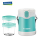 Glasslock【帶餐包+餐具】Glasslock不銹鋼保溫桶玻璃內膽多層帶飯大容量 1.5L天藍色(2個(gè)內膽玻璃碗)
