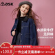 ASK JUNIOR童裝兒童外套春裝女童翻領(lǐng)休閑復古水洗牛仔潮酷開(kāi)衫 藍色 170