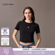Calvin KleinJeans25夏季女士經(jīng)典字母印花休閑潮流ck辣妹短款短袖T恤上衣
