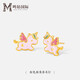 鳴鉆國際騏驥紅粉色彩虹獨角獸銀飾小眾設計耳環(huán)琺瑯耳飾新年禮物送女友