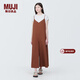 MUJI 女式 易干彈力泡泡紗 背帶褲 女裝夏季連體褲吊帶BC2JRA4S 磚紅色 XL （165/92A）