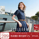 三彩2025夏季新款牛仔連衣裙純棉收腰A字裙短袖百褶短裙復古M 深海藍 M 160/84A