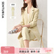 尚都比拉面試小西裝女外套2025春裝新款職業(yè)裝套氣質(zhì)簡(jiǎn)約風(fēng)休閑通勤小西服 治愈黃九分褲套裝 M