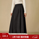 茵曼2025秋冬女裝新款復古壓褶針織半身裙顯瘦高腰中長(cháng)款A字裙 貴族灰 M