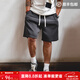 馬登工裝美式重磅珠地空氣層短褲針織寬松運動(dòng)籃球中褲五分衛褲男夏 灰藍色（版型寬松） XL
